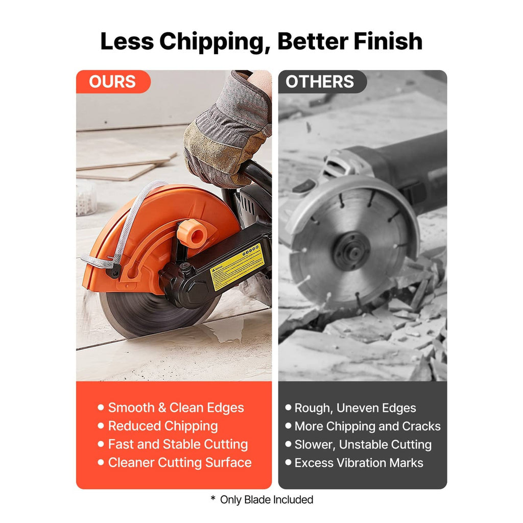 Diamond saw blade set for cleaner cutting with reduced chipping and smoother edges