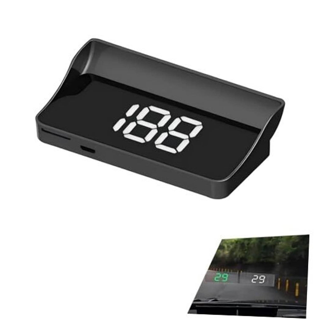 Car heads-up display unit, black housing with white digital speed readout 062