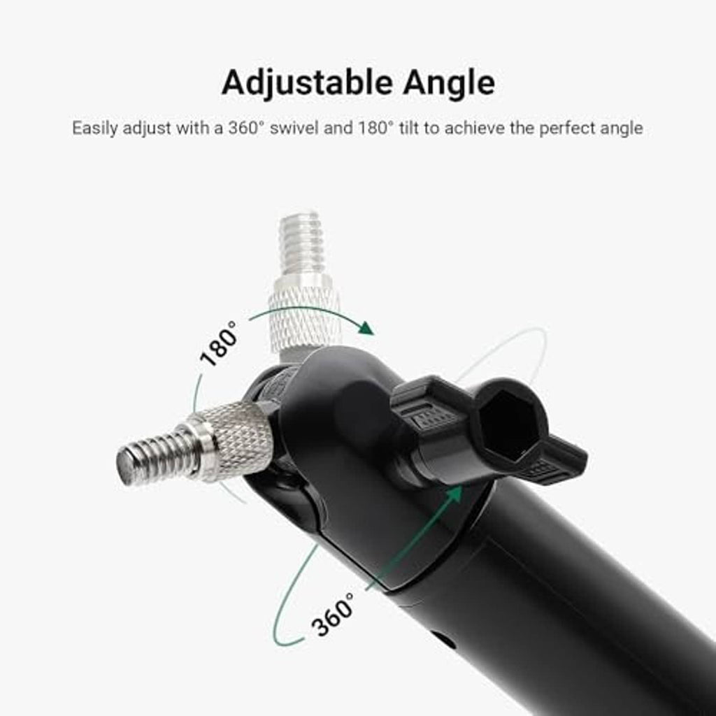 Black solar panel wall mount with 360° swivel and 180° tilt adjustment