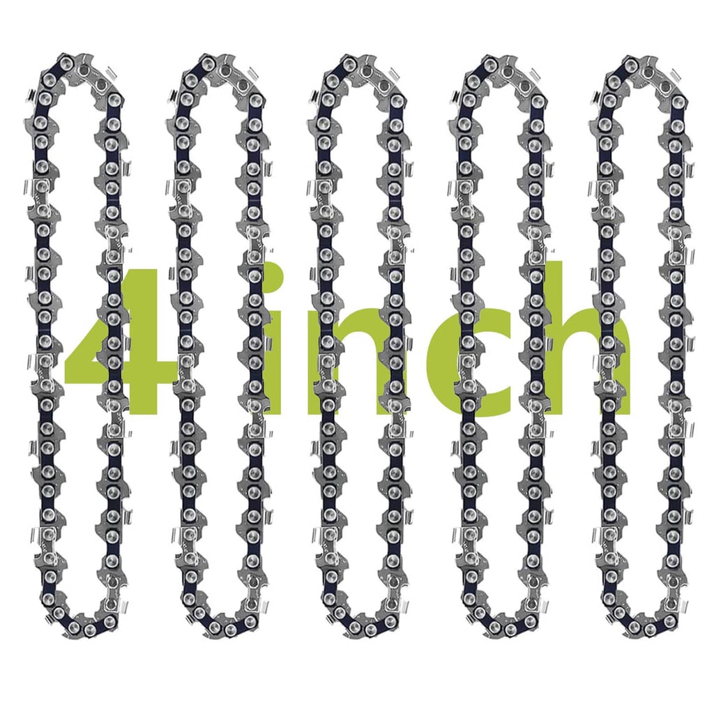 Mini chainsaw replacement chain set, five 4-inch loops with drive links
