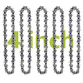 Mini chainsaw replacement chain set, five 4-inch loops with drive links