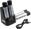 Black battery charger dock with two 3.6V lithium replacement cells and power cable