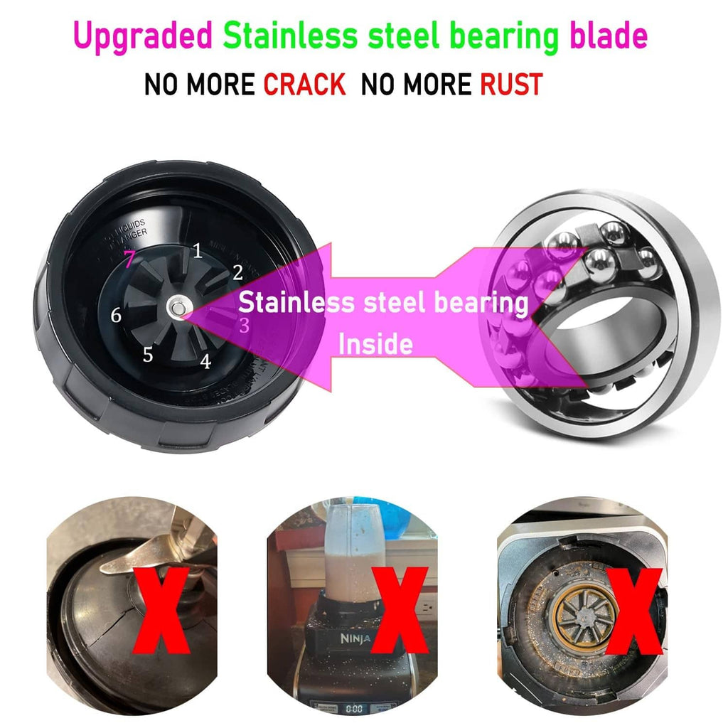 Upgraded stainless steel bearing blender blade with black housing