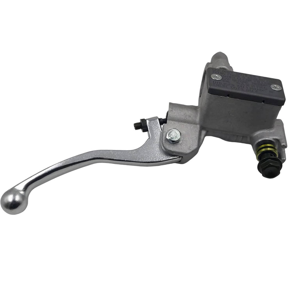 Front brake master cylinder lever with chrome lever and black reservoir housing