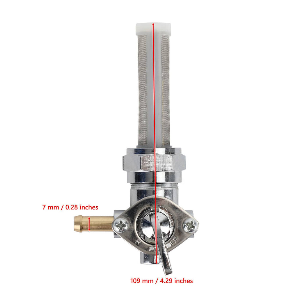 22mm fuel petcock valve with dimensions shown: 7 mm diameter and 109 mm length