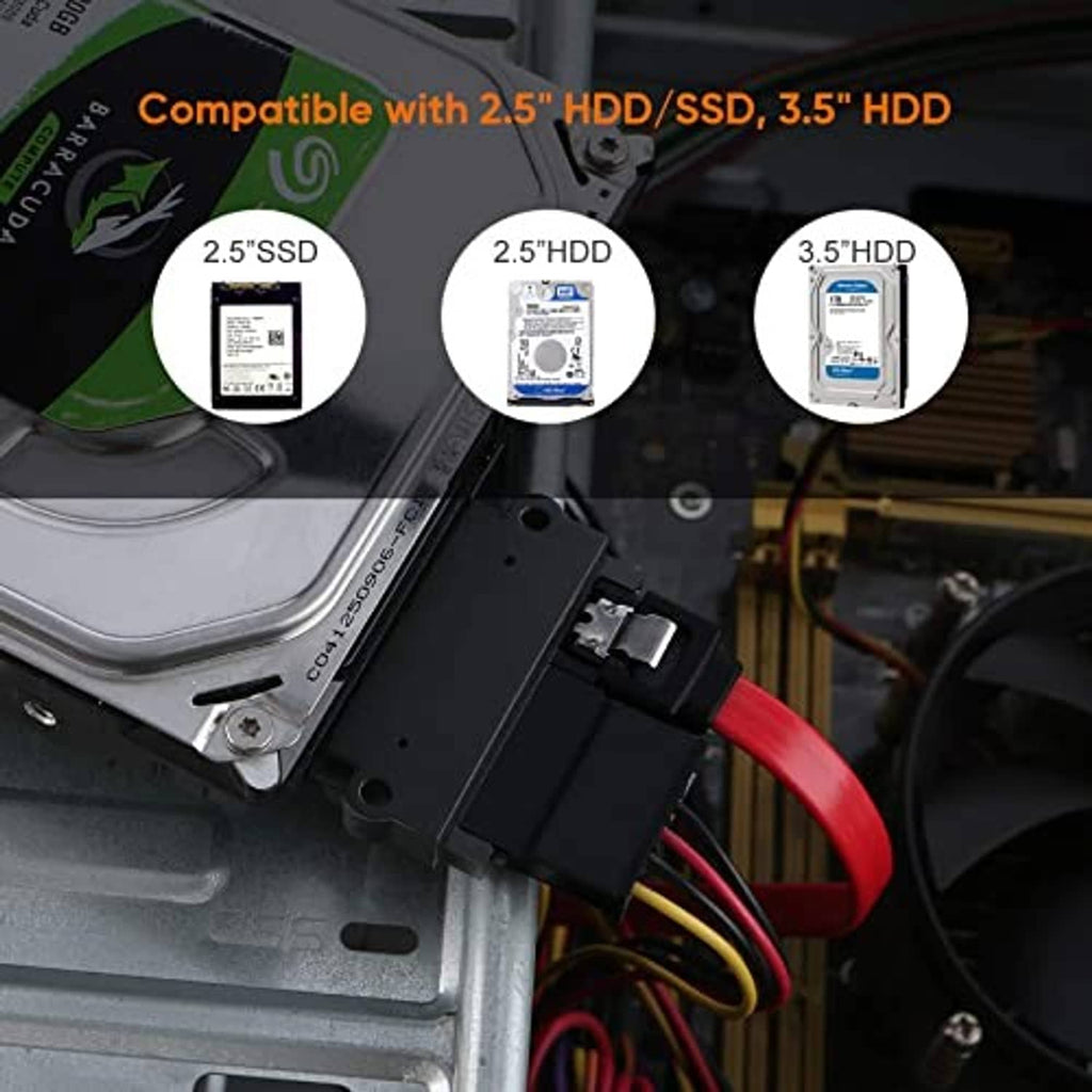 SATA adapter converter installed inside a PC with red power cable