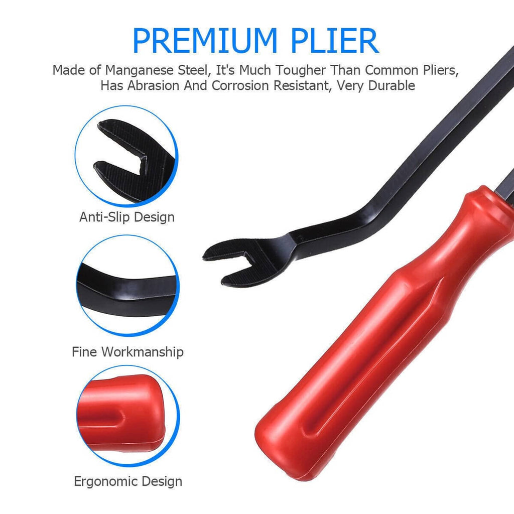 Premium black anti-slip plier tips with red ergonomic handle
