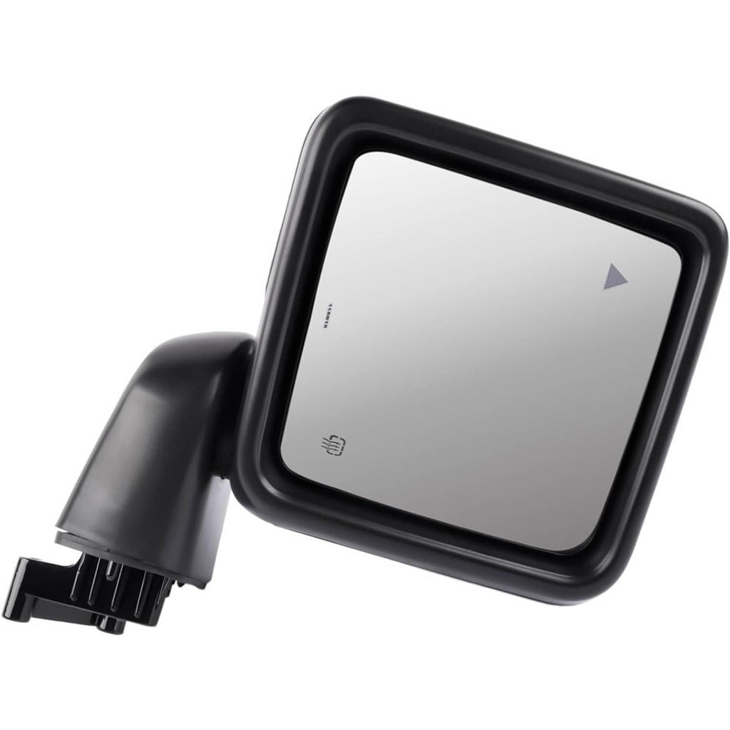 Black side mirror with blind spot indicator and mounting bracket