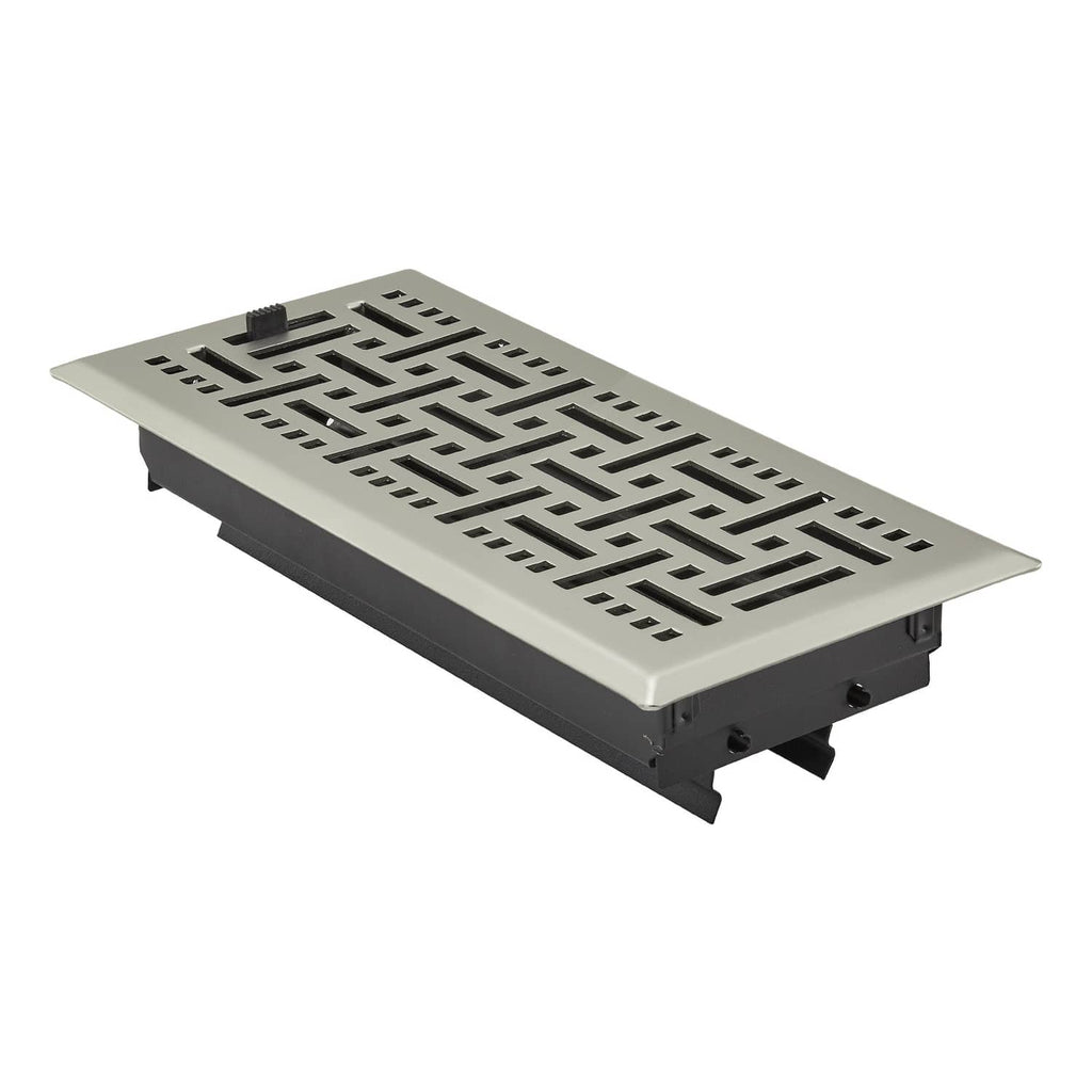 Nickel-plated iron floor vent grille with geometric lattice pattern, rectangular
