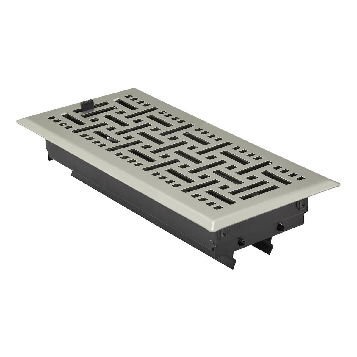 Nickel-plated iron floor vent grille with geometric lattice pattern, rectangular