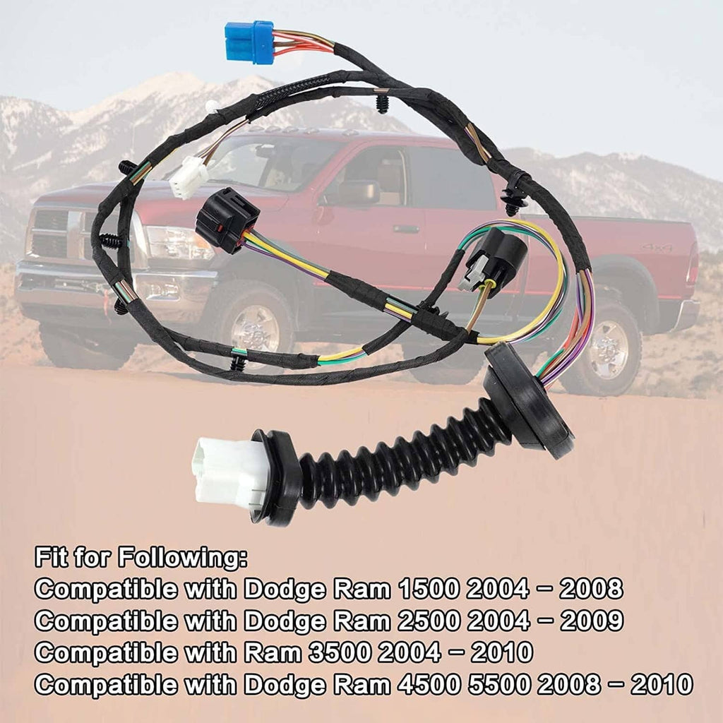 Rear door wiring harness with corrugated loom and multi-colored wire leads