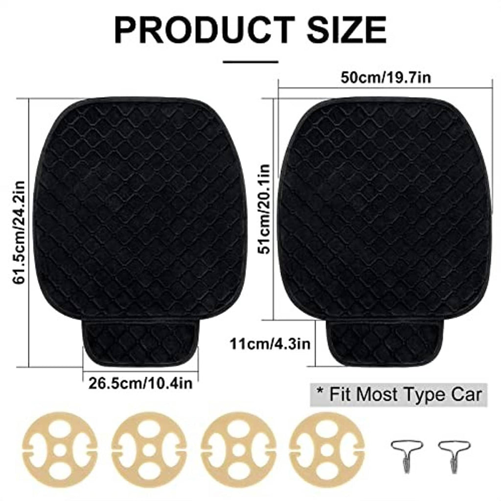 Black front car seat cover size diagram with measurements