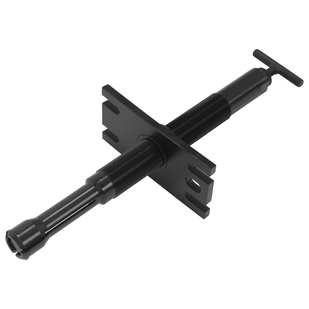 Boat bearing puller with long threaded rod and cross mounting plate, black
