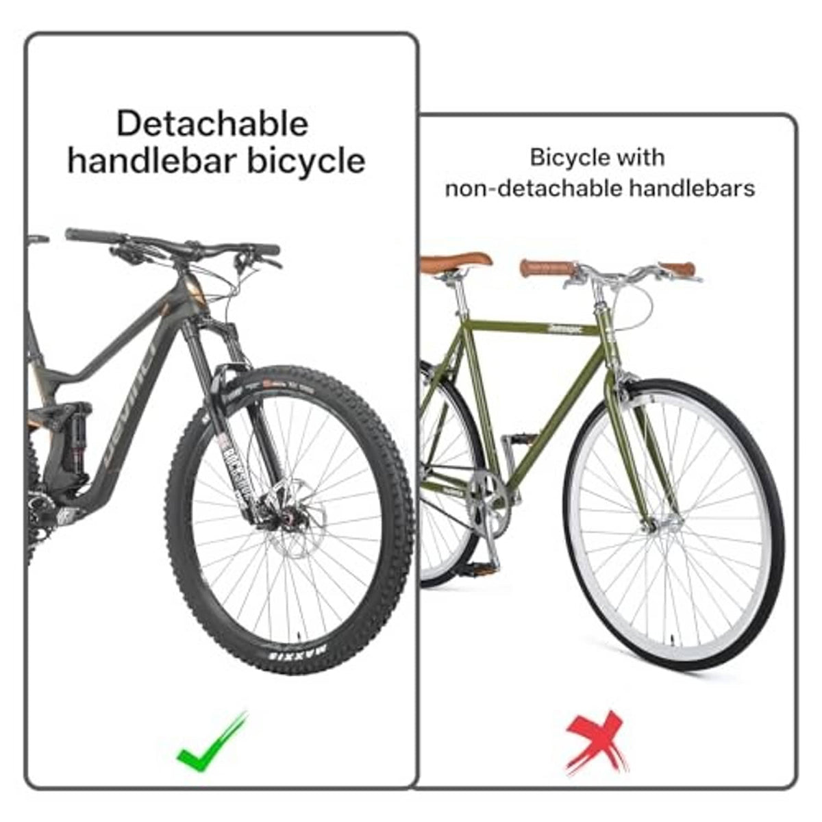 Stem riser extender shown for bikes with non-detachable handlebars compatibility