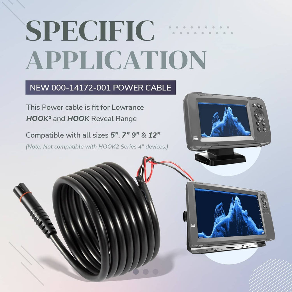 Coiled marine power cable with black connector and red/black wire leads