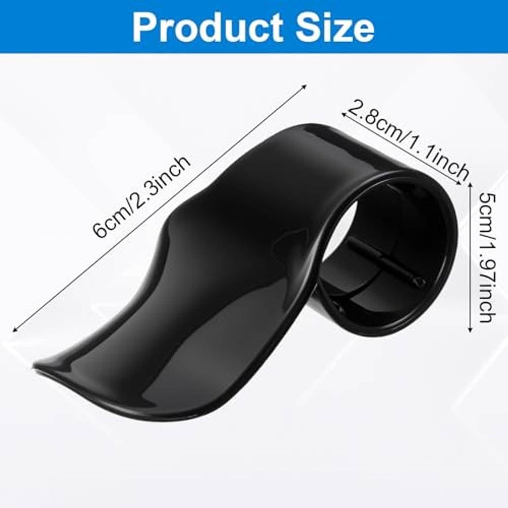 Black motorcycle throttle assist grip, curved cover sleeve with labeled size
