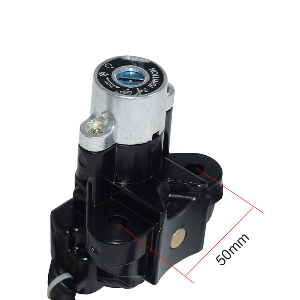 Ignition switch lock cylinder with blue center insert and black housing, metal mounting