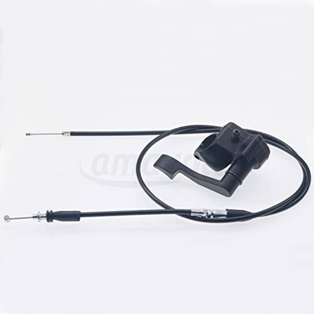 Thumb throttle cable handle assembly with black lever and two cable leads