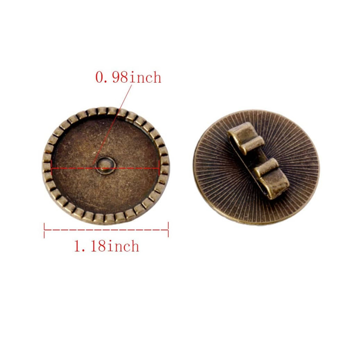 Round bronze bolo tie buckle with blue eye insert and twin prong clasp backing