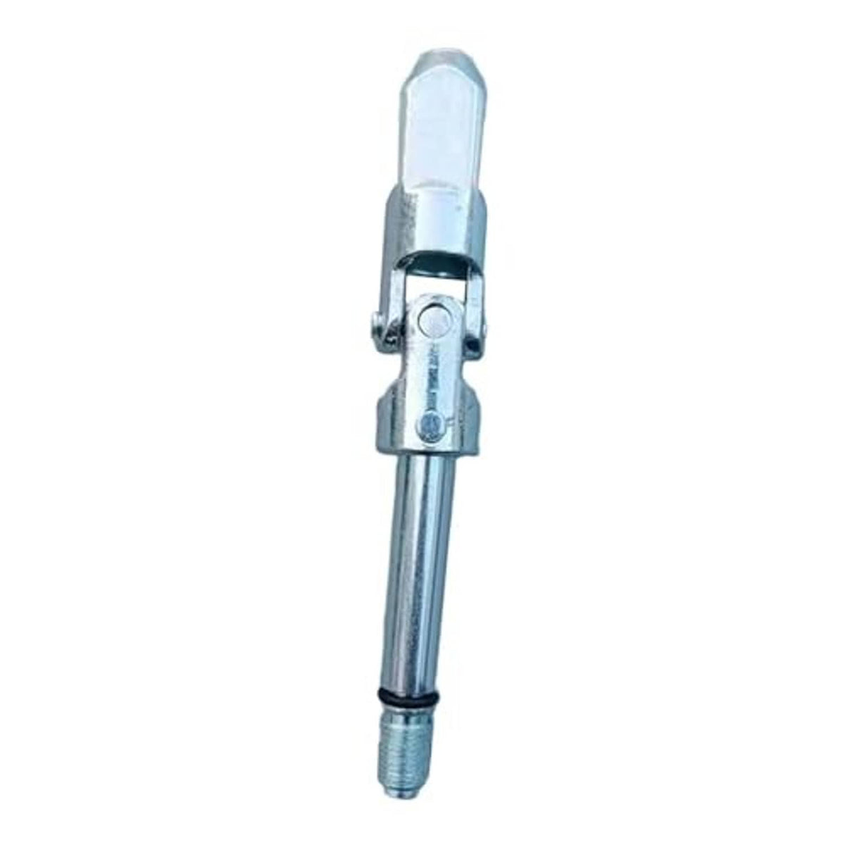 Universal joint jack tool with silver shaft, pivot yoke, and threaded bottom end