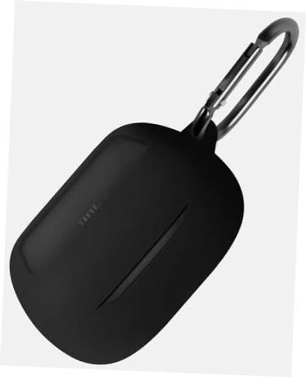 Black silicone protective case with carabiner loop for JBL earbuds charging case.