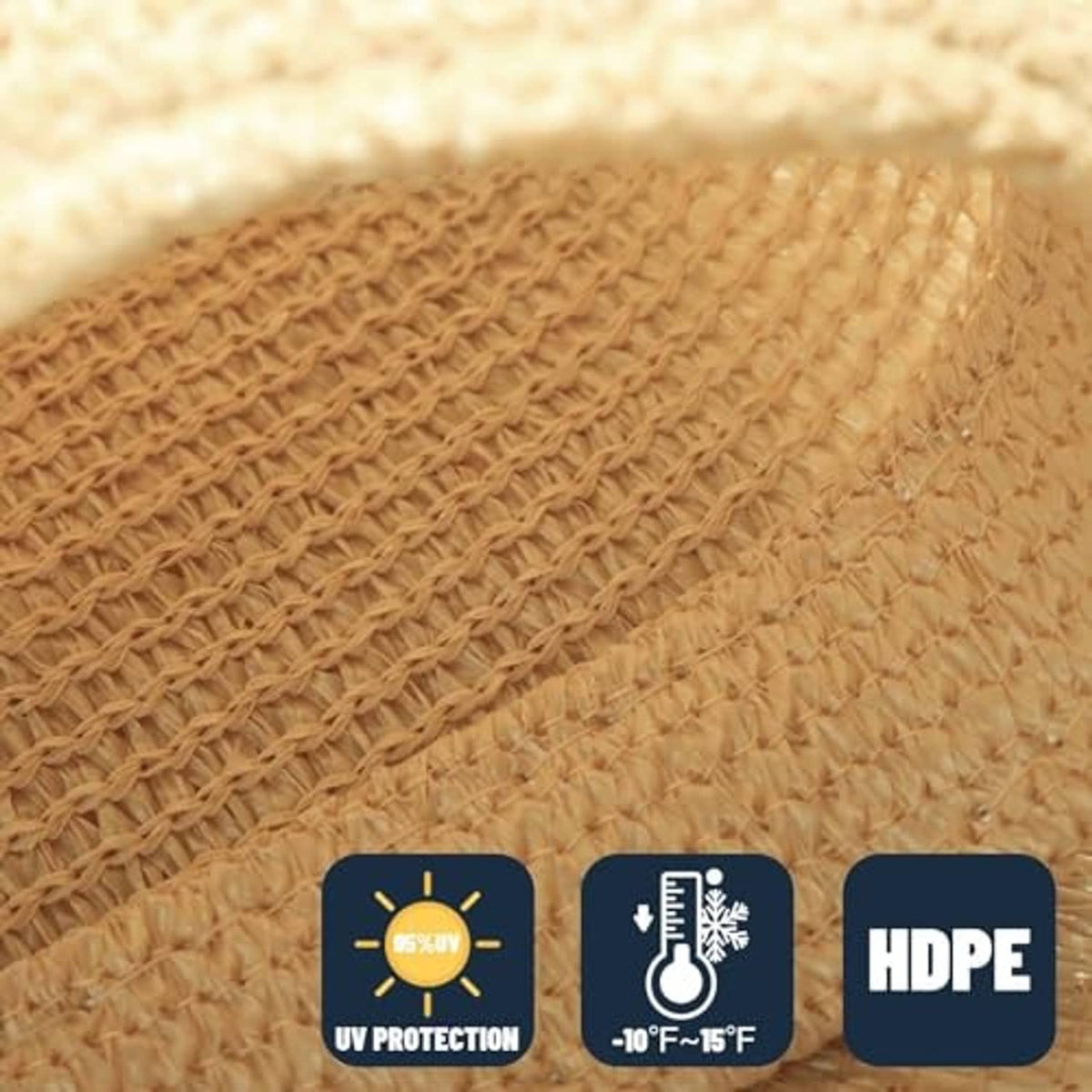 Sand woven HDPE shade sail fabric texture with UV and temperature protection