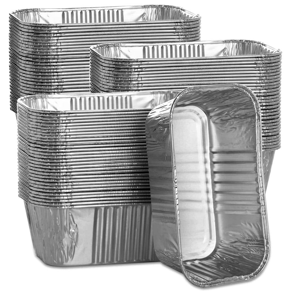 Aluminum mini loaf baking pans with lids, 6 x 3.5 in, 100-pack
