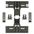 Dishwasher top rack adjuster bracket, dark gray with white wheels and mounting clips