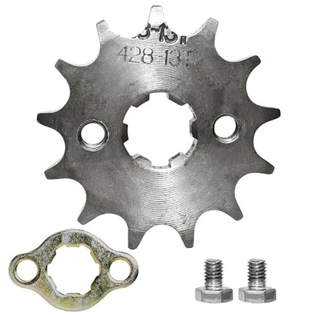 Front engine sprocket kit: gray sprocket gear with mounting ring and two screws