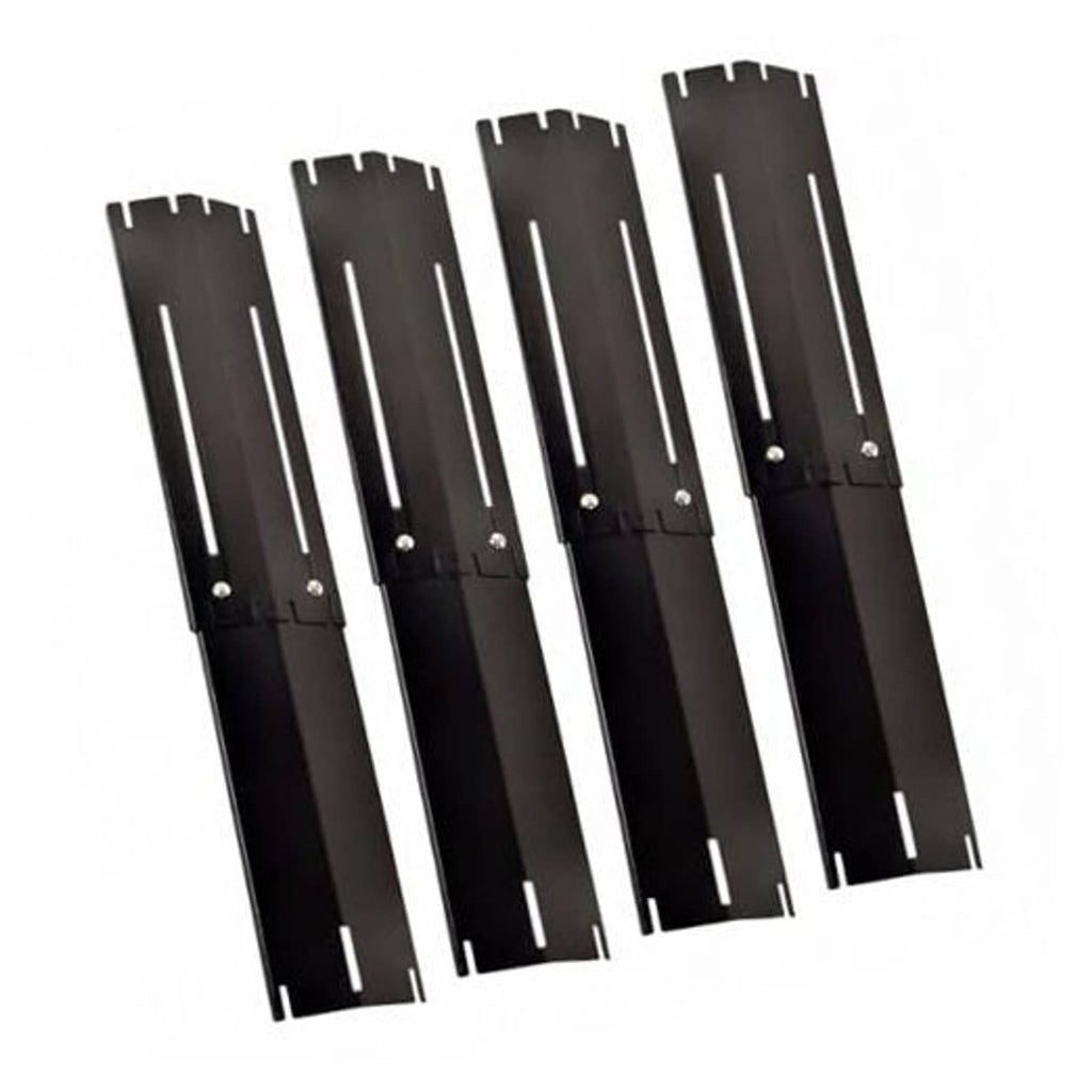Universal grill heat shield plates set, dark steel with vent slots and mounting holes