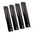 Universal grill heat shield plates set, dark steel with vent slots and mounting holes