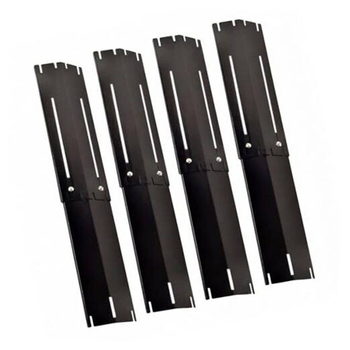 Universal grill heat shield plates set, dark steel with vent slots and mounting holes