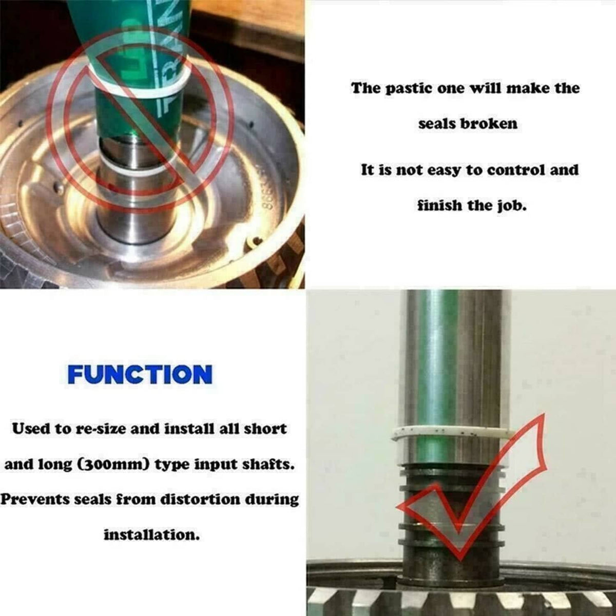 Transmission tool installation using a metal sleeve and vertical shaft