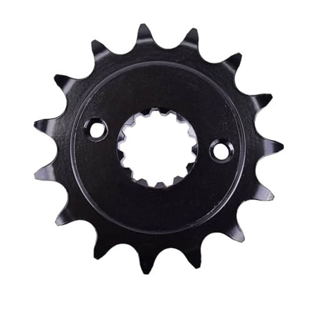 Black front sprocket plate with exposed teeth and two mounting bolt holes