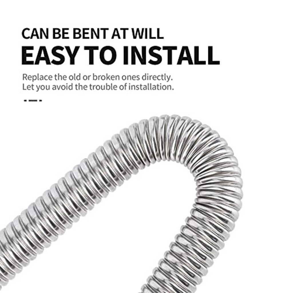 Flexible stainless steel exhaust hose with tight spring coil, ready to bend