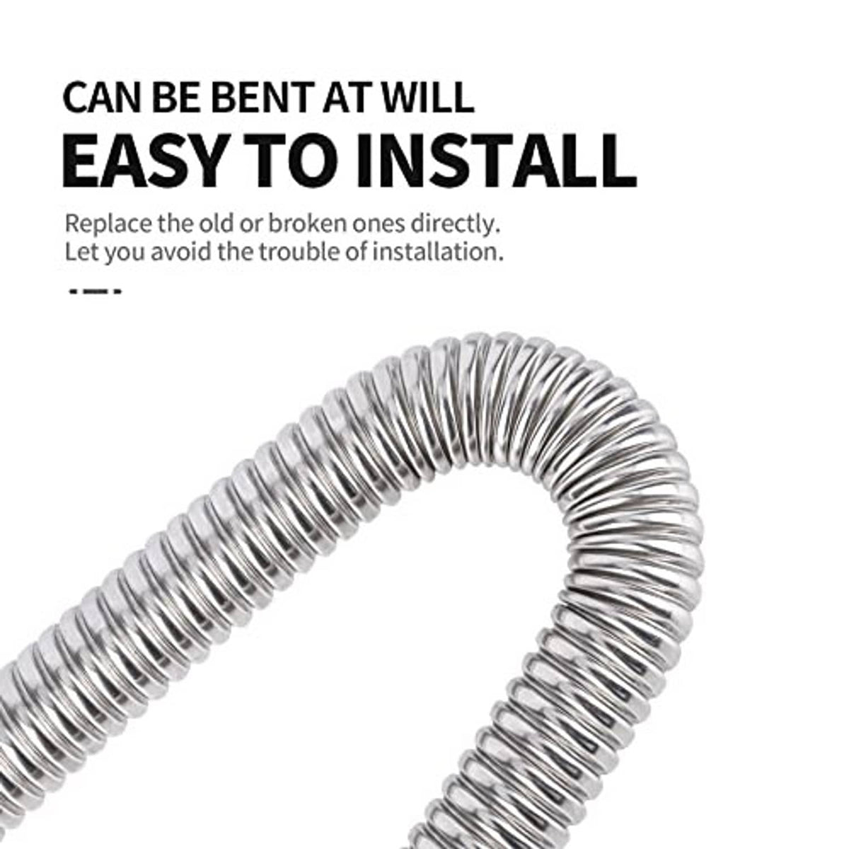 Flexible stainless steel exhaust hose with tight spring coil, ready to bend