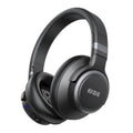 Black over-ear headphones, front 3/4 view with cushioned ear cups