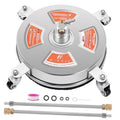 14-inch pressure washer surface cleaner attachment with four caster wheels and central nozzle