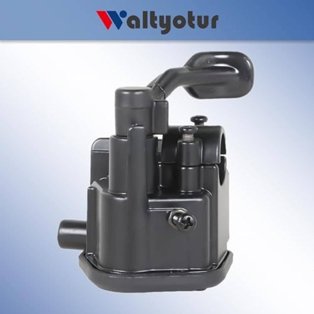 Black throttle housing with curved lever and side outlet connection