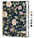 Navy floral spiral-bound academic planner cover, 2026-2027, blush vines design