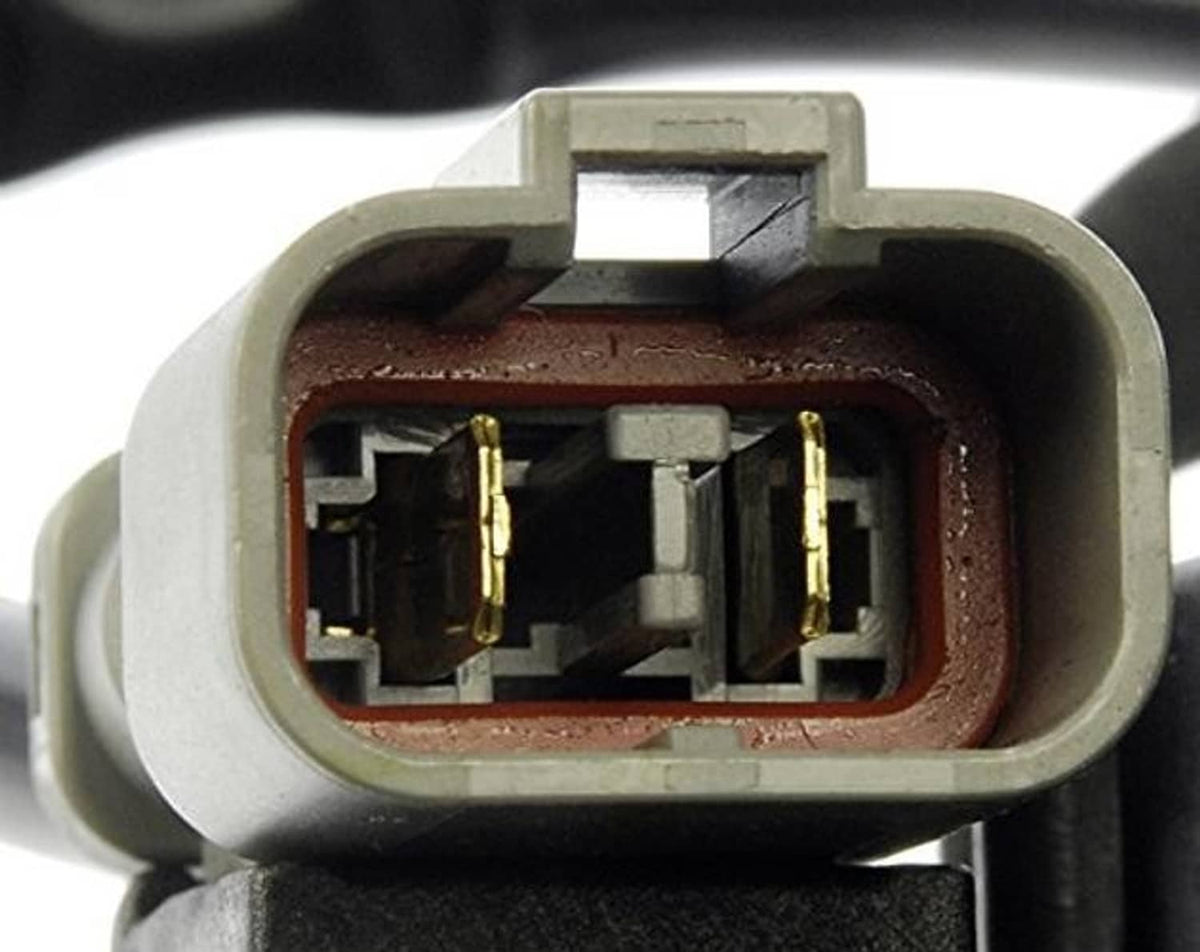 Engine cooling fan electrical connector socket with gold pins in gray housing
