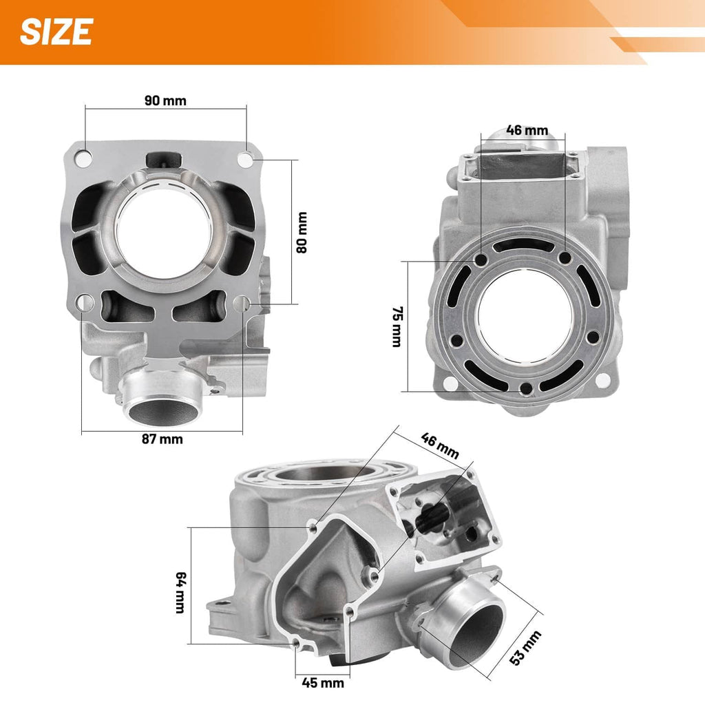 Piston and cylinder rebuild kit dimensions diagram with key measurements