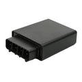 Black CDI ignition control box with front multi-pin connector, rectangular housing.
