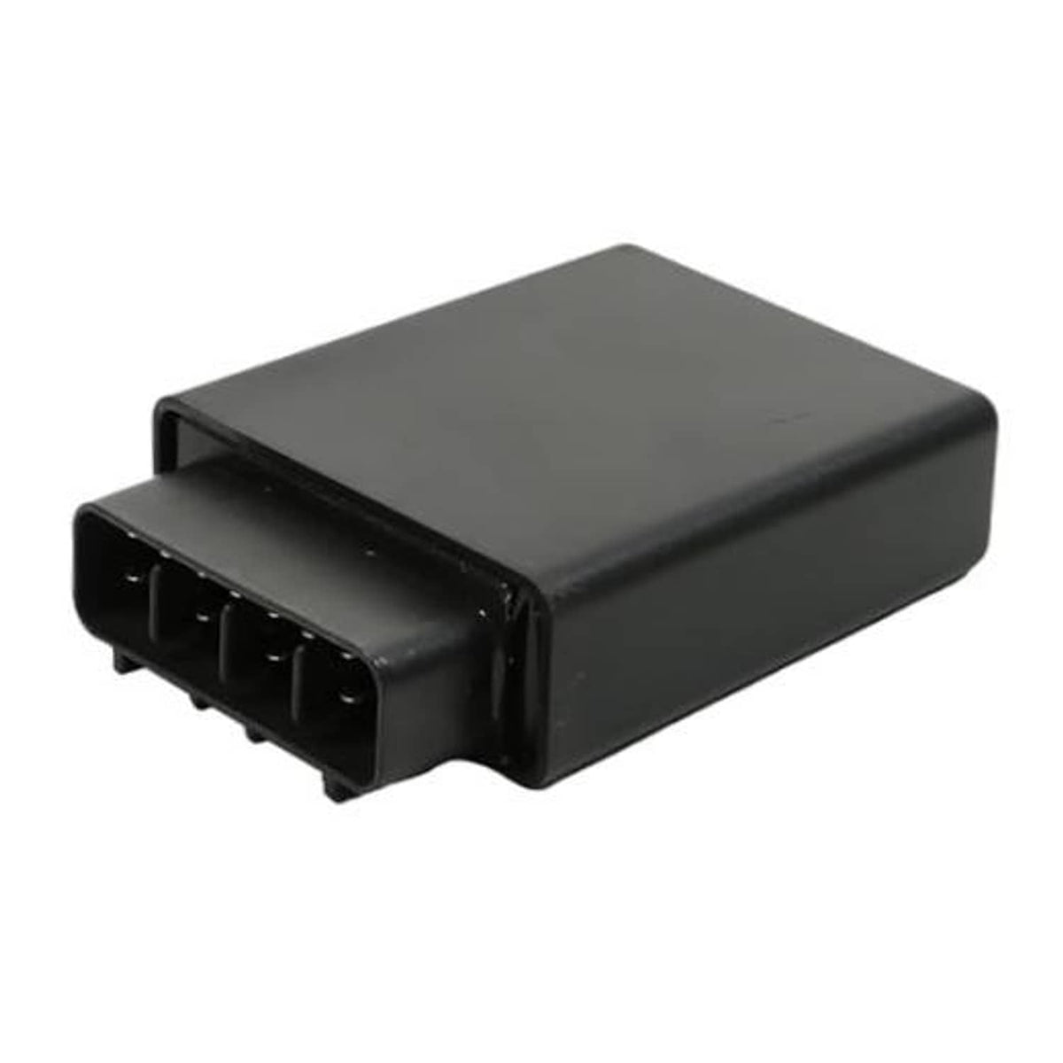 Black CDI ignition control box with front multi-pin connector, rectangular housing.