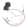 Thermocouple safety switch kit with black control box, red wires, and two nuts