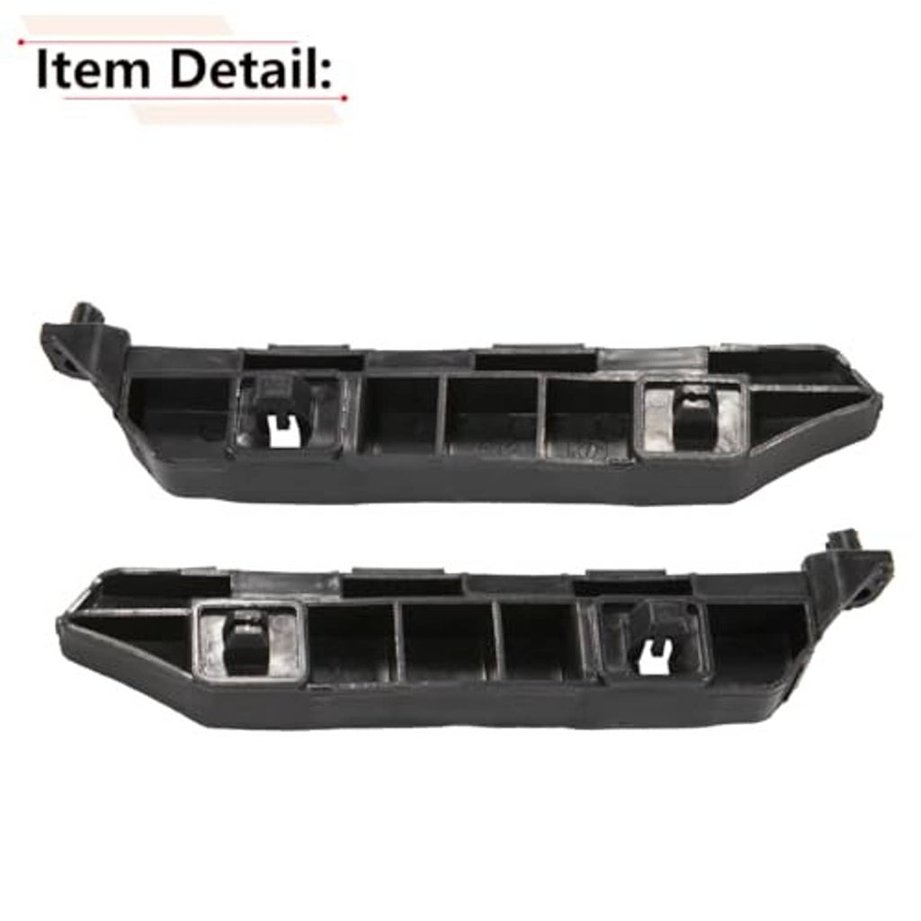 Black front bumper bracket detail with metal inserts and mounting tabs, pair