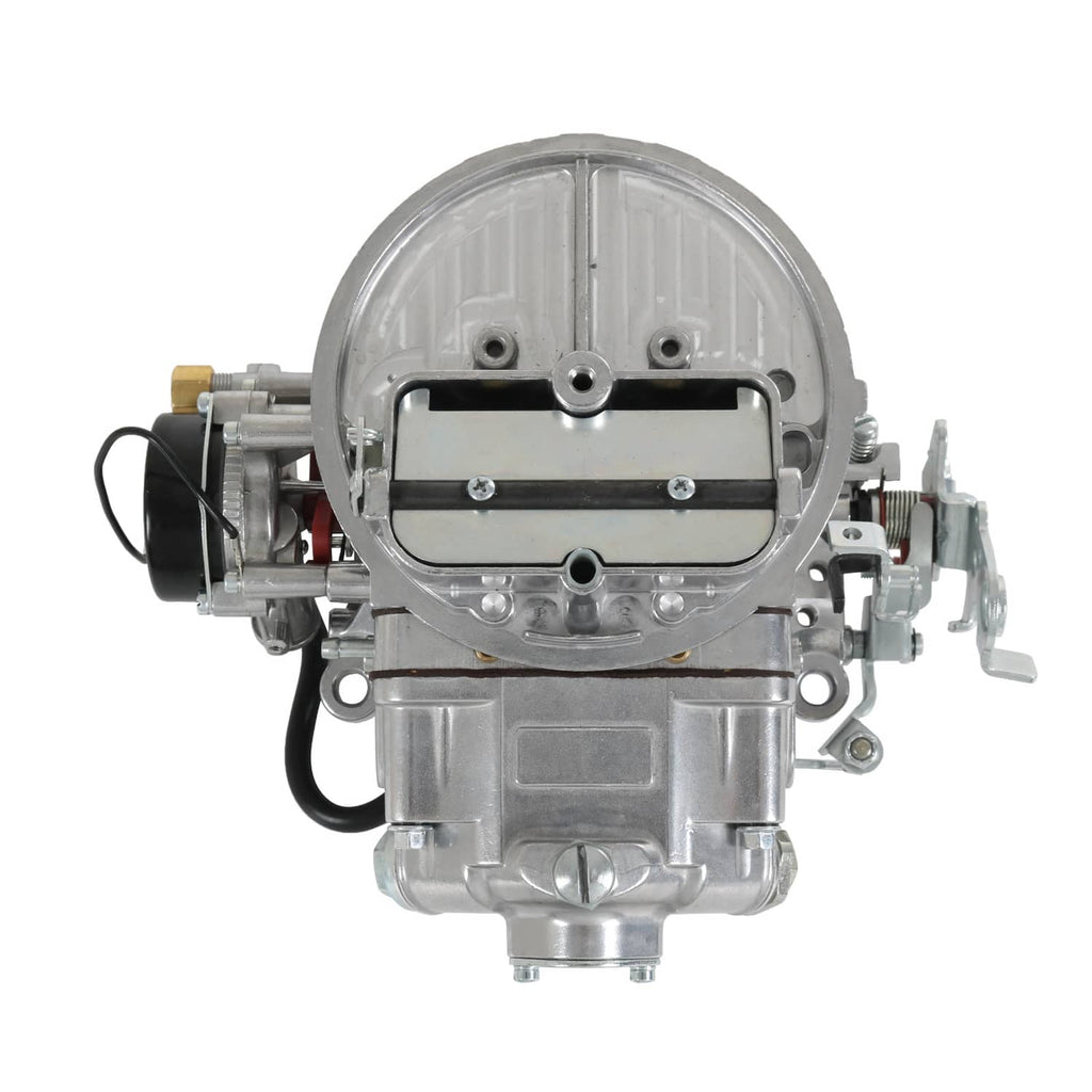 Two-barrel carburetor with electric choke, silver housing, front view