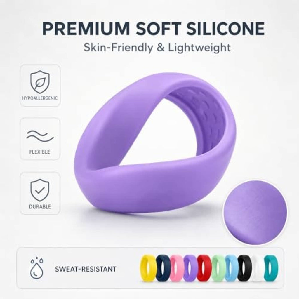 Purple soft silicone ring cover band with textured surface detail