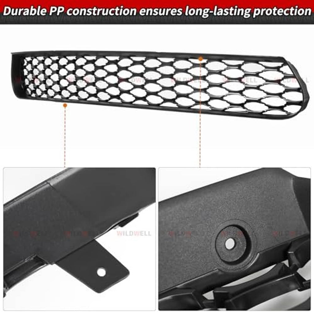 Front lower grille with honeycomb mesh and black plastic mounting points