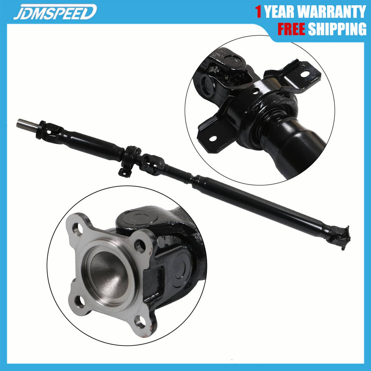 Rear driveshaft prop shaft assembly with black shaft and flange mounting bracket